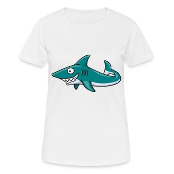 freaky grinning shark water predator gift - Women's Breathable T-Shirt - white - Front - AI Model Female 172 dark (172cm)