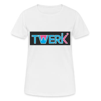 Logo TWERK avec W rempli de Rose - T-shirt respirant Femme - blanc - Devant - AI Model Female 172 dark (172cm)