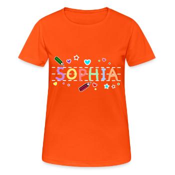 First name Sophia - Women's Breathable T-Shirt - neon orange - Front - AI Model Female 172 dark (172cm)