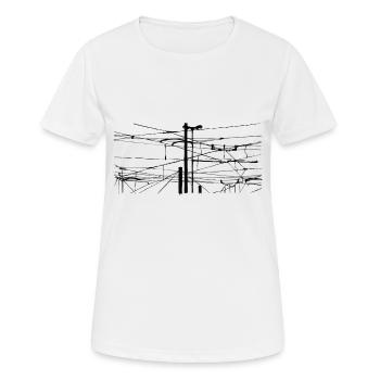Wire, overhead lines - Women's Breathable T-Shirt - white - Front - AI Model Female 172 dark (172cm)