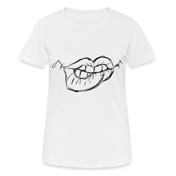 Lèvres sexy, à tomber amoureux, idée cadeau, morsure - T-shirt respirant Femme - blanc - Devant - AI Model Female 172 dark (172cm)