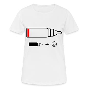 Bébé batterie ou biberon vide - T-shirt respirant Femme - blanc - Devant - AI Model Female 172 dark (172cm)
