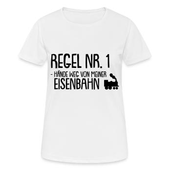 regel nr 1 hände weg von meiner eisenbahn - Frauen T-Shirt atmungsaktiv - Weiß - Vorne - AI Model Female 172 dark (172cm)