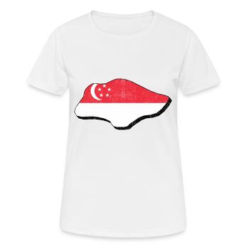 Singapour carte avec le drapeau de Singapour - T-shirt respirant Femme - blanc - Devant - AI Model Female 172 dark (172cm)