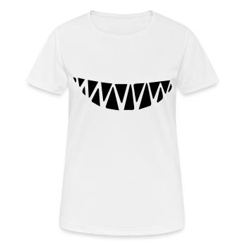 Lächelnde Zähne Mindestabstand - Frauen T-Shirt atmungsaktiv - Weiß - Vorne - AI Model Female 172 dark (172cm)