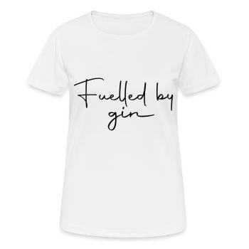 Mit Gin befeuert - Frauen T-Shirt atmungsaktiv - Weiß - Vorne - AI Model Female 172 dark (172cm)