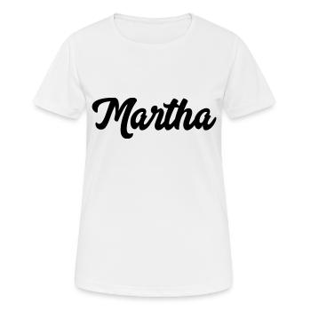 Martha benutzerdefinierte Text Geburtstagsname - Frauen T-Shirt atmungsaktiv - Weiß - Vorne - AI Model Female 172 dark (172cm)