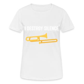 I Destroy Silence Trombone - Frauen T-Shirt atmungsaktiv - Weiß - Vorne - AI Model Female 172 dark (172cm)