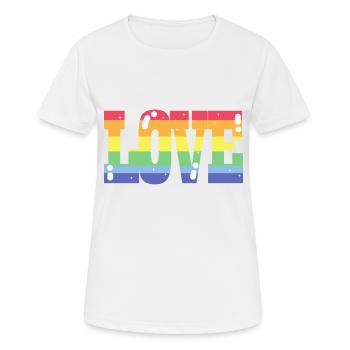 Pride Love Regenbogenfahne - Frauen T-Shirt atmungsaktiv - Weiß - Vorne - AI Model Female 172 dark (172cm)