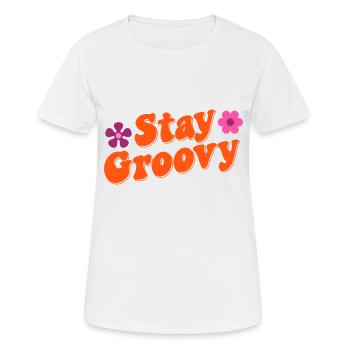 Stay Groovy - Frauen T-Shirt atmungsaktiv - Weiß - Vorne - AI Model Female 172 dark (172cm)