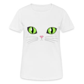 Cat green eyes - Women's Breathable T-Shirt - white - Front - AI Model Female 172 dark (172cm)