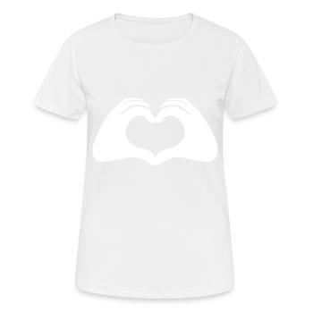 Symbole du cœur des mains - T-shirt respirant Femme - blanc - Devant - AI Model Female 172 dark (172cm)