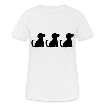 3 brave sitzende Hunde - Frauen T-Shirt atmungsaktiv - Weiß - Vorne - AI Model Female 172 dark (172cm)