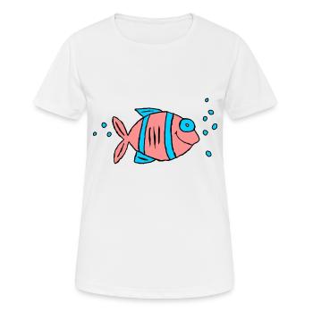 Poisson Cichlide Eau Mer Graffiti Dessin - T-shirt respirant Femme - blanc - Devant - AI Model Female 172 dark (172cm)