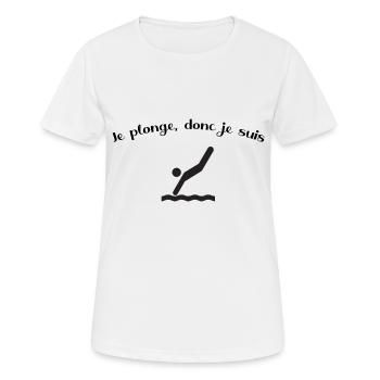 Je plonge donc je suis - T-shirt respirant Femme - blanc - Devant - AI Model Female 172 dark (172cm)