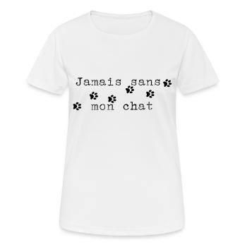 Jamais sans mon chat - T-shirt respirant Femme - blanc - Devant - AI Model Female 172 dark (172cm)