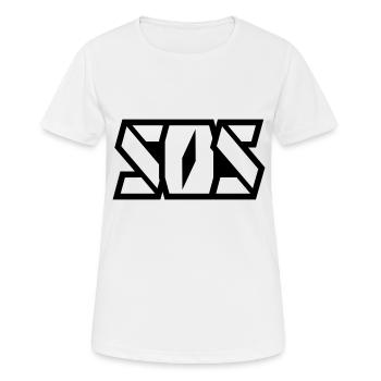 SOS Schriftzug - Frauen T-Shirt atmungsaktiv - Weiß - Vorne - AI Model Female 172 dark (172cm)