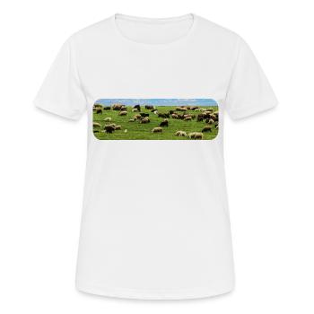 Troupeau de moutons en pâturage - T-shirt respirant Femme - blanc - Devant - AI Model Female 172 dark (172cm)