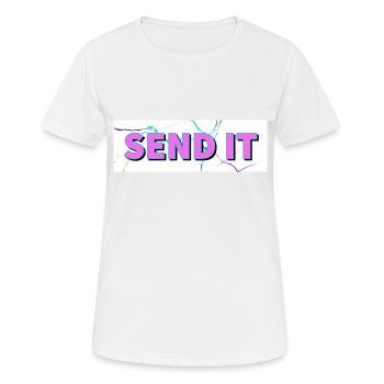 SEND IT Boxlogo - Frauen T-Shirt atmungsaktiv - Weiß - Vorne - AI Model Female 172 dark (172cm)