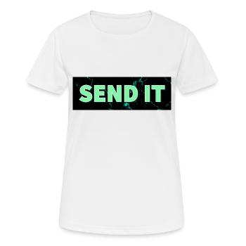 SEND IT Boxlogo - Frauen T-Shirt atmungsaktiv - Weiß - Vorne - AI Model Female 172 dark (172cm)