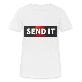 SEND IT Boxlogo - Frauen T-Shirt atmungsaktiv - Weiß - Vorne - AI Model Female 172 dark (172cm)