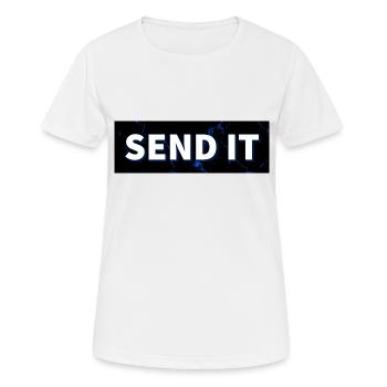 SEND IT Boxlogo - Frauen T-Shirt atmungsaktiv - Weiß - Vorne - AI Model Female 172 dark (172cm)