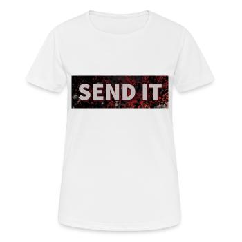SEND IT Boxlogo - Frauen T-Shirt atmungsaktiv - Weiß - Vorne - AI Model Female 172 dark (172cm)