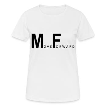 Vorwärts bewegen - Frauen T-Shirt atmungsaktiv - Weiß - Vorne - AI Model Female 172 dark (172cm)