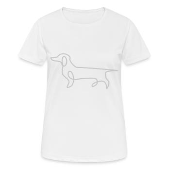 Dackel Hund Zeichnung silhoutte Haustier - Frauen T-Shirt atmungsaktiv - Weiß - Vorne - AI Model Female 172 dark (172cm)