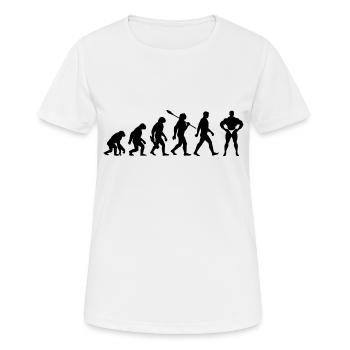 Evolution Bodybuilding Kraftsport - Frauen T-Shirt atmungsaktiv - Weiß - Vorne - AI Model Female 172 dark (172cm)