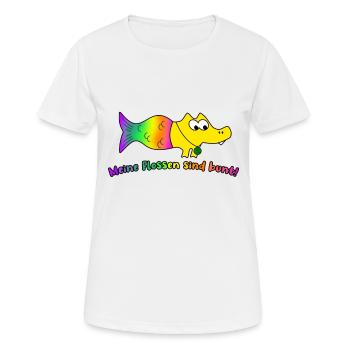 Meine Flossen sind bunt! Meerwerkel - Frauen T-Shirt atmungsaktiv - Weiß - Vorne - AI Model Female 172 dark (172cm)