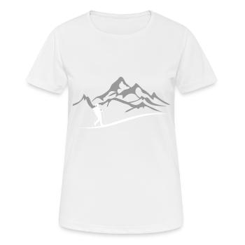 Mountain, Hiking, Nature, Outdoor, Hobby - Women's Breathable T-Shirt - white - Front - AI Model Female 172 dark (172cm)