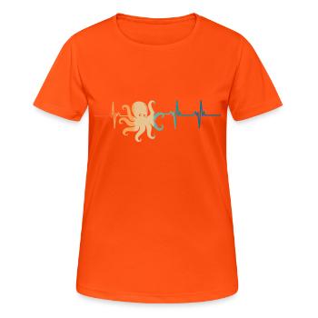 Heartbeat octopus - Women's Breathable T-Shirt - neon orange - Front - AI Model Female 172 dark (172cm)