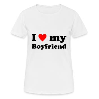 I love my Boyfriend - Heart - Loving - Romance - Frauen T-Shirt atmungsaktiv - Weiß - Vorne - AI Model Female 172 dark (172cm)