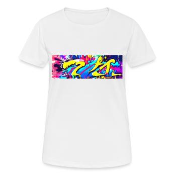 Graffiti tache de couleur Streetart - T-shirt respirant Femme - blanc - Devant - AI Model Female 172 dark (172cm)