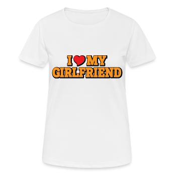 Cadeau Saint Valentin J'aime Ma Copine Homme Femme - T-shirt respirant Femme - blanc - Devant - AI Model Female 172 dark (172cm)