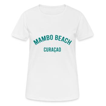 Mambo Beach - Curacao - Dutch Caribbean - Karibik - Frauen T-Shirt atmungsaktiv - Weiß - Vorne - AI Model Female 172 dark (172cm)