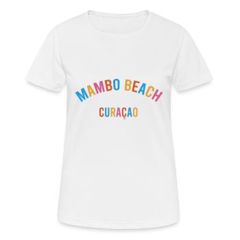 Mambo Beach - Curacao - Dutch Caribbean - Karibik - Frauen T-Shirt atmungsaktiv - Weiß - Vorne - AI Model Female 172 dark (172cm)