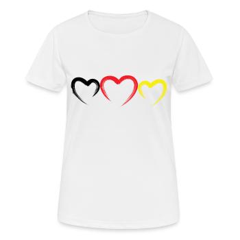 Drapeau de l’Allemagne Coeur - T-shirt respirant Femme - blanc - Devant - AI Model Female 172 dark (172cm)