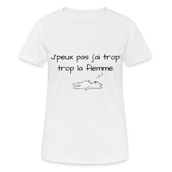 Ich kann nicht, ich bin zu faul - Frauen T-Shirt atmungsaktiv - Weiß - Vorne - AI Model Female 172 dark (172cm)