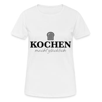 Tablier de cuisine drôle - T-shirt respirant Femme - blanc - Devant - AI Model Female 172 dark (172cm)