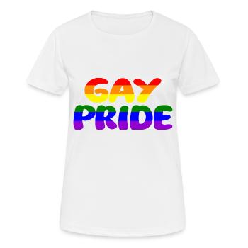 Schwul - Frauen T-Shirt atmungsaktiv - Weiß - Vorne - AI Model Female 172 dark (172cm)