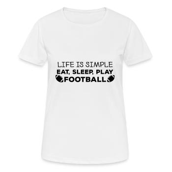 Football: Eat, sleep, play football, repeat. - Frauen T-Shirt atmungsaktiv - Weiß - Vorne - AI Model Female 172 dark (172cm)