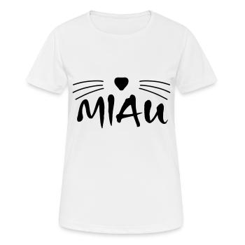 Miau Katze Geschenkidee - Frauen T-Shirt atmungsaktiv - Weiß - Vorne - AI Model Female 172 dark (172cm)
