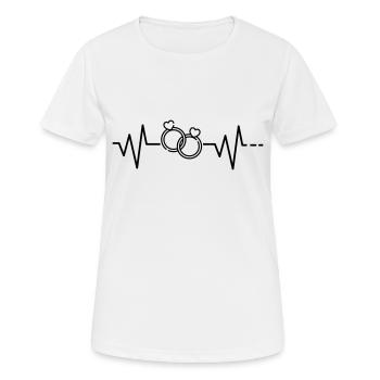 Battement De Coeur Mariage Alliance Bague Amour Marry Coeur - T-shirt respirant Femme - blanc - Devant - AI Model Female 172 dark (172cm)