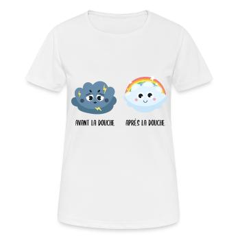 Avant apres la douche - T-shirt respirant Femme - blanc - Devant - AI Model Female 172 dark (172cm)