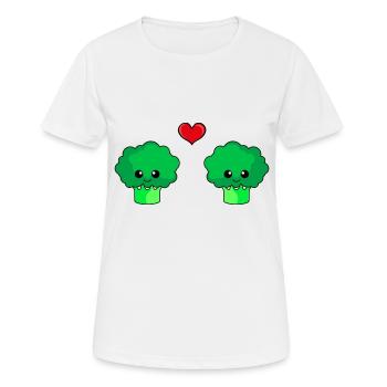 Broccoli Couple Love Comic - Women's Breathable T-Shirt - white - Front - AI Model Female 172 dark (172cm)