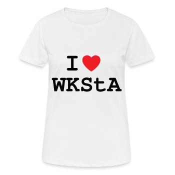 I LOVE WKSTA T-Shirt Design in Black - Women's Breathable T-Shirt - white - Front - AI Model Female 172 dark (172cm)