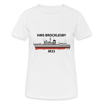 HMS BROCKLESBY - M33 - CLASSE HUNT - T-shirt respirant Femme - blanc - Devant - AI Model Female 172 dark (172cm)