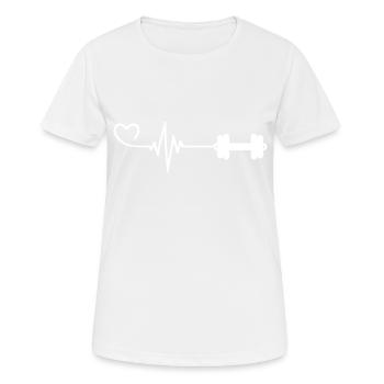 Hantel Puls Liebe - Frauen T-Shirt atmungsaktiv - Weiß - Vorne - AI Model Female 172 dark (172cm)